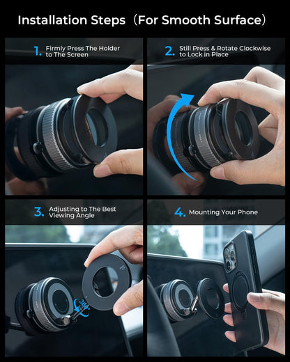 MRGLAS 2025 Upgraded Vacuum Magnetic Mobile Phone Holder Car for Magsafe Car Mount, Suction Cup Mobile Phone Holder [89+LBS Suction Power & 2800gf Strongest Magnet], 360° Rotatable for Mirror/Gym
