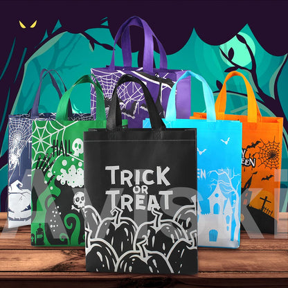 Aviski 6PCS Halloween Trick or Treat Bags, Non-Woven Large Gift Tote Bags with Handles for Gifts Wrapping, Party Supplies, 15 * 11.8 * 3.9inch
