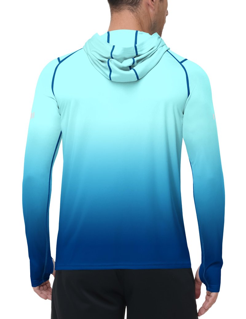 Roadbox Mens UPF 50+ Sun Protection Hoodie, UV Long Sleeve Fishing Shirts, Lightweight Swim Rash Guard for Outdoor Hiking
