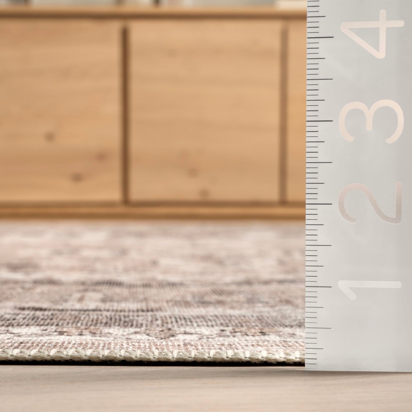 Nuloom Splashguard Collection Davi Stone/Ivory, 2' x 3', Vintage, Soft and Cozy, High Traffic, Stain Resistant, Durable, Machine Washable Area Rug for Bedroom, Living Room, Dining, Foyer, Entryway