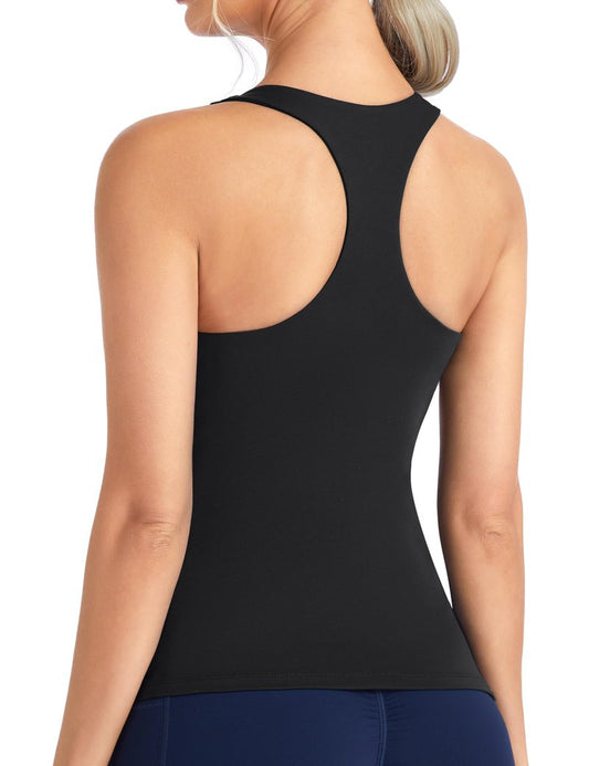 THE GYM PEOPLE Women’s Longline Yoga Sports Bra Racerback Slim Fit Sleeveless Padded Workout Tank Tops Built in Bra