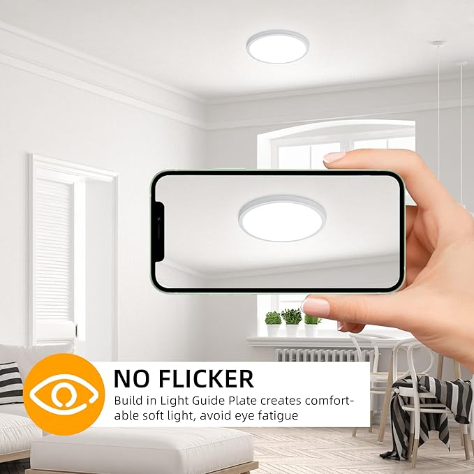 Hlite 4pack 9 Inch Flush Mount LED Ceiling Light Fixture,18W 1800LM Super Slim Light Fixtures Ceiling Mount 3000K/4000K/5000K 3CCT Selectable,Ceiling Light Fixtures for Kitchen,Bedroom (White)