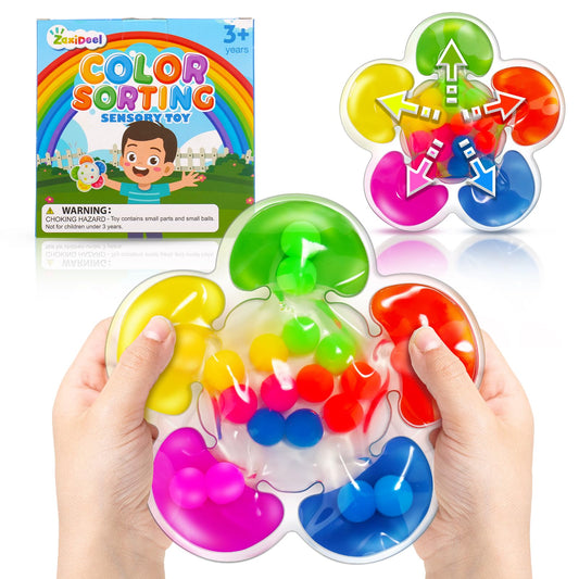 Color Sorting Toys Sensory Toys, Fine Motor Skills Game for Toddlers, Color Matching Toy Preschool Learning Activities Educational Calm Down Montessori Toy for Kids Boys Girls Ages 1 2 3 As Gifts