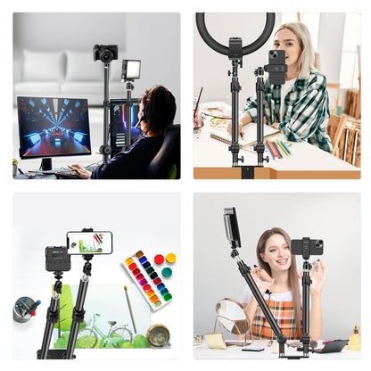 NEEWER Extendable Camera Desk Mount with Ball Head, 17"-40" Adjustable Table Light Stand with 1/4" Screw & C Clamp for DSLR Camera, Ring Light, Live Stream, Vlog, Max Load: 6.6lb/3kg, TL283 (RED)