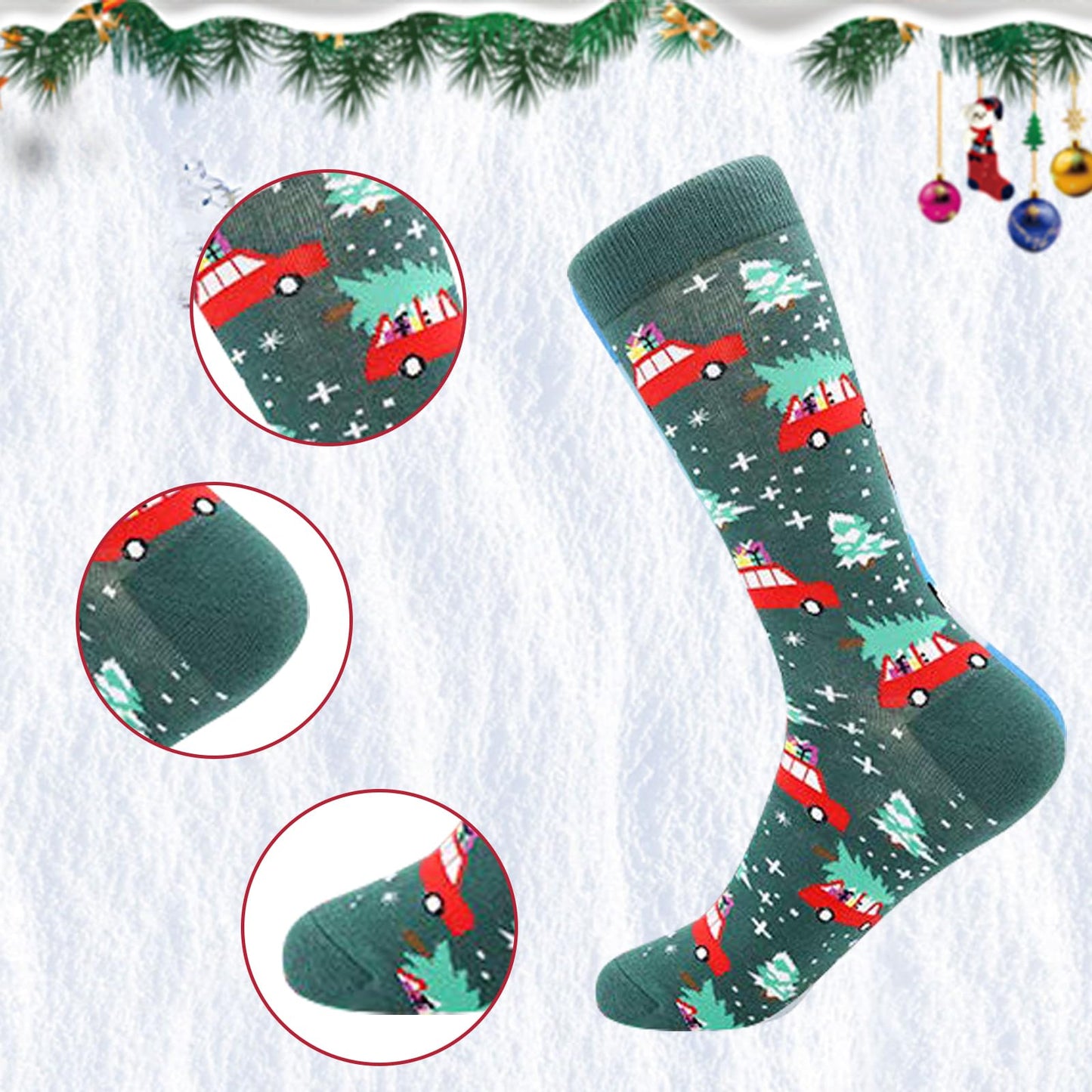 BONANGEL Christmas Socks for Men, 6 Pairs Mens Holiday Socks, Christmas Gifts for Men