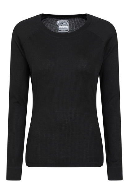 Mountain Warehouse Talus Womens Round Neck Tops - Multipack Ladies Thermal Tee, Lightweight, Quick Drying - Best for, Skiing, Snowboarding to wear as a Baselayer Black (2 Pack) Women's Size 14