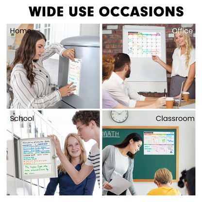 4 Pack Dry Erase 2024 Magnetic White Board Calendar Kit, Feela Monthly Weekly Calendar for Wall Refrigerator, Office Supplies with 8 Magnetic Erase Markers, 1 Eraser, 10 Stickers for Schedule