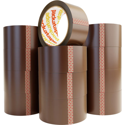 Packatape Brown Packaging Tape, Heavy Duty Packing Tape For Industrial And Warehouse Use, 12 Rolls 48mm X 66m