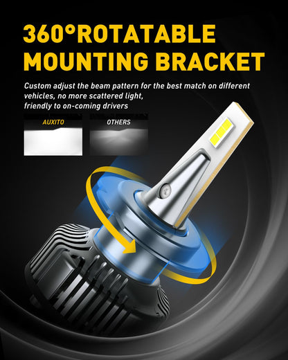 AUXITO H7 LED Light Bulbs 2025, 6000K Cool White CSP LED Chips Fog Lamps Replacement, Plug and Play, Pack of 2