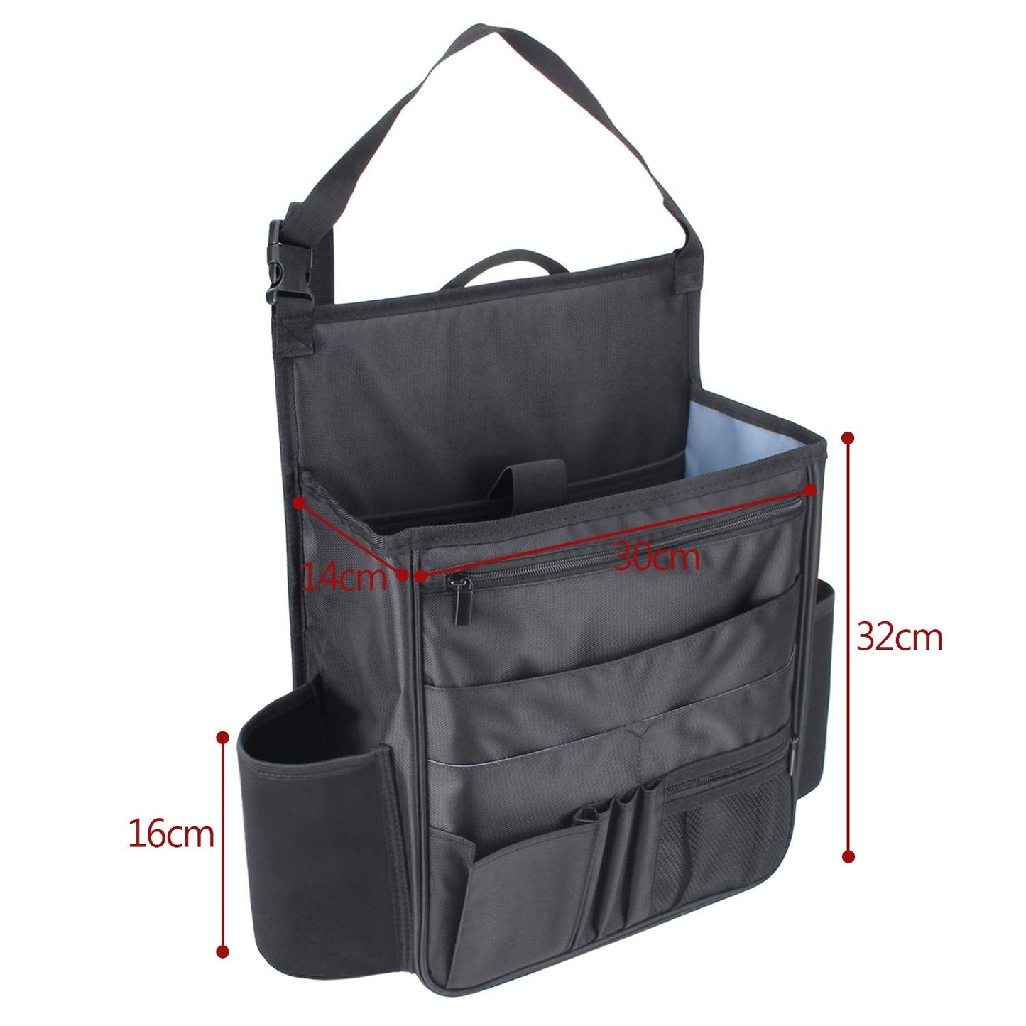 Luxja Car Seat Storage Organiser, Car Seat Organiser Front, Car Seat Back Storage Bag with Laptop & Tablet Storage, Black