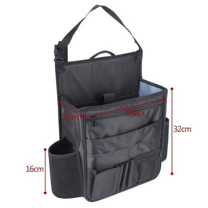 Luxja Car Seat Storage Organiser, Car Seat Organiser Front, Car Seat Back Storage Bag with Laptop & Tablet Storage, Black