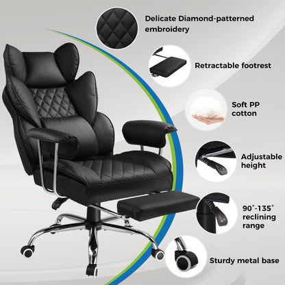 GTRACING Gaming Chair,Office Chair with Pocket Spring Lumbar Support, Ergonomic Comfortable Wide Office Desk Computer Chair with Outward Fixed Soft Armrests and Footrest (PU Leather, Black)