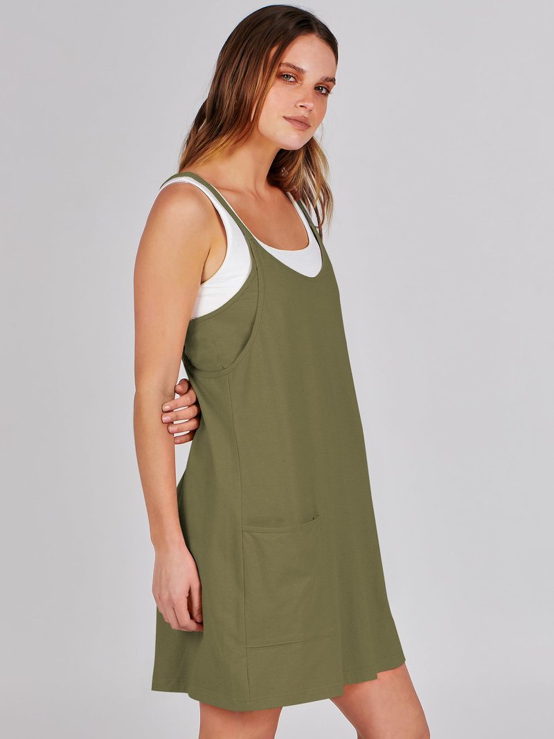 ANRABESS Women Athletic Dress Summer Tennis Workout Active Sports Mini Romper Dress Built in Shorts Travel Vacation Clothes Army Green X-Smal