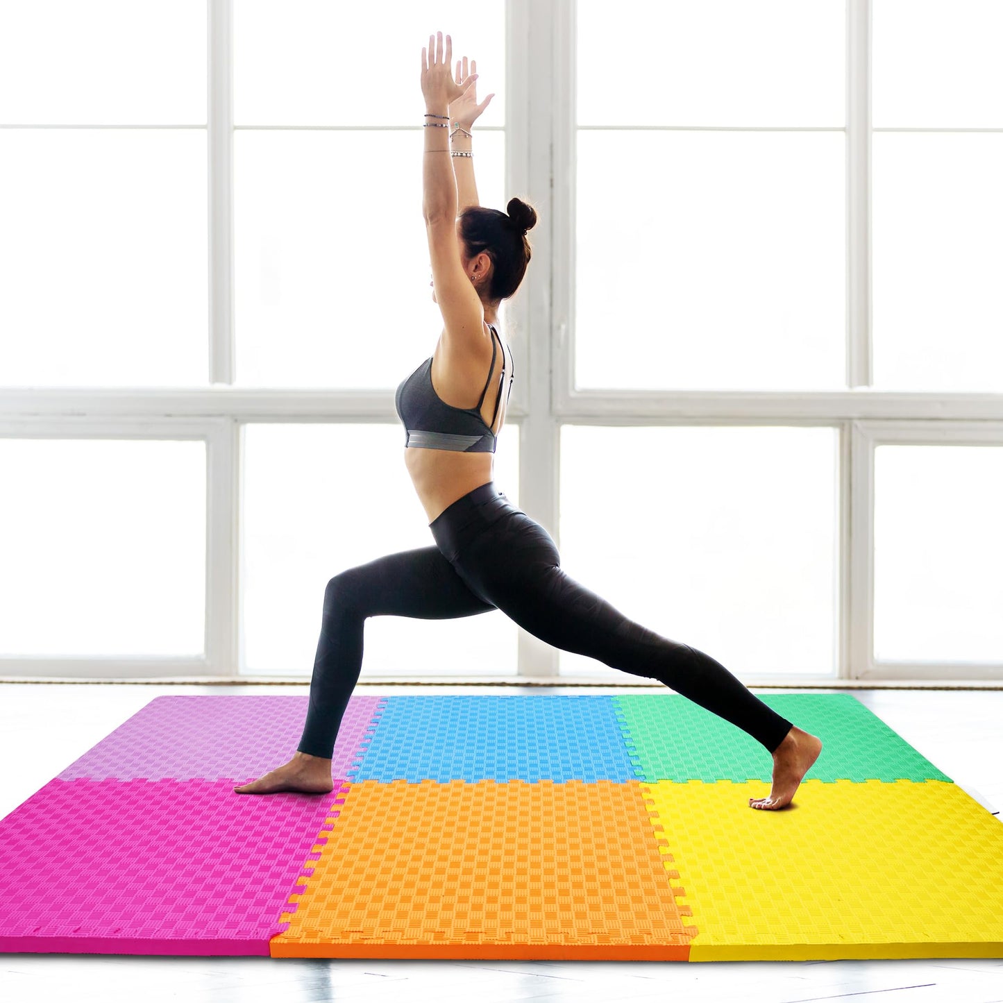 BalanceFrom 6 Piece Foam Floor Mat Puzzle Tiles, 1” Thick, 24 Sq Ft, Multicolor