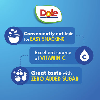 Dole Diced Peaches, Mandarin Oranges, and Cherry Mixed Fruit with No Sugar Added Variety Pack - Dole Fruit Bowls Snacks - 4 oz Bowls - 12 Pack
