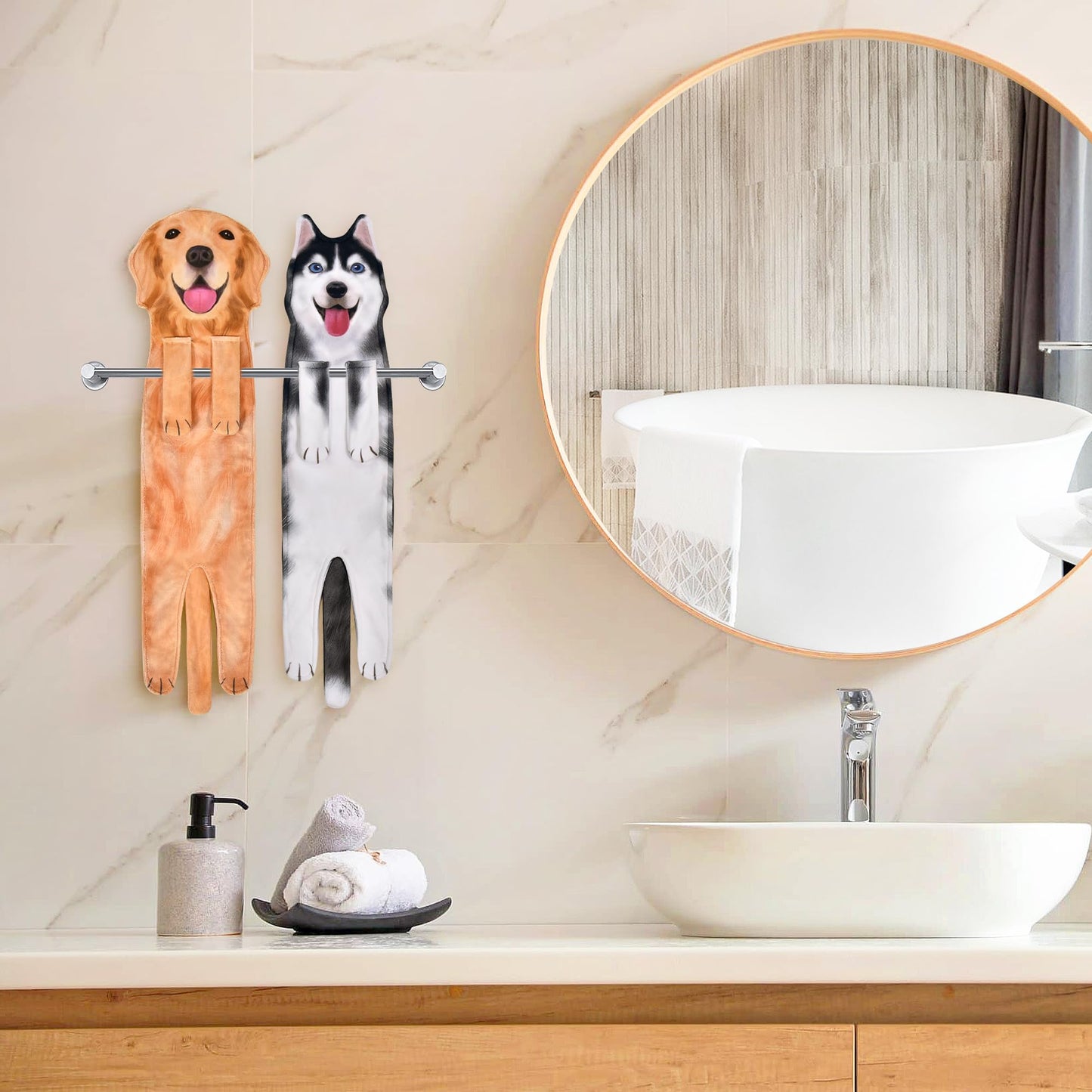 AGRIMONY Golden Retriever Dog Funny Hand Towels for Kitchen Bathroom - Dog Mom Gifts for Women Men- Easter Mothers Fathers Valentines Housewarming Unique Christmas Birthday Gifts for Animal Lovers