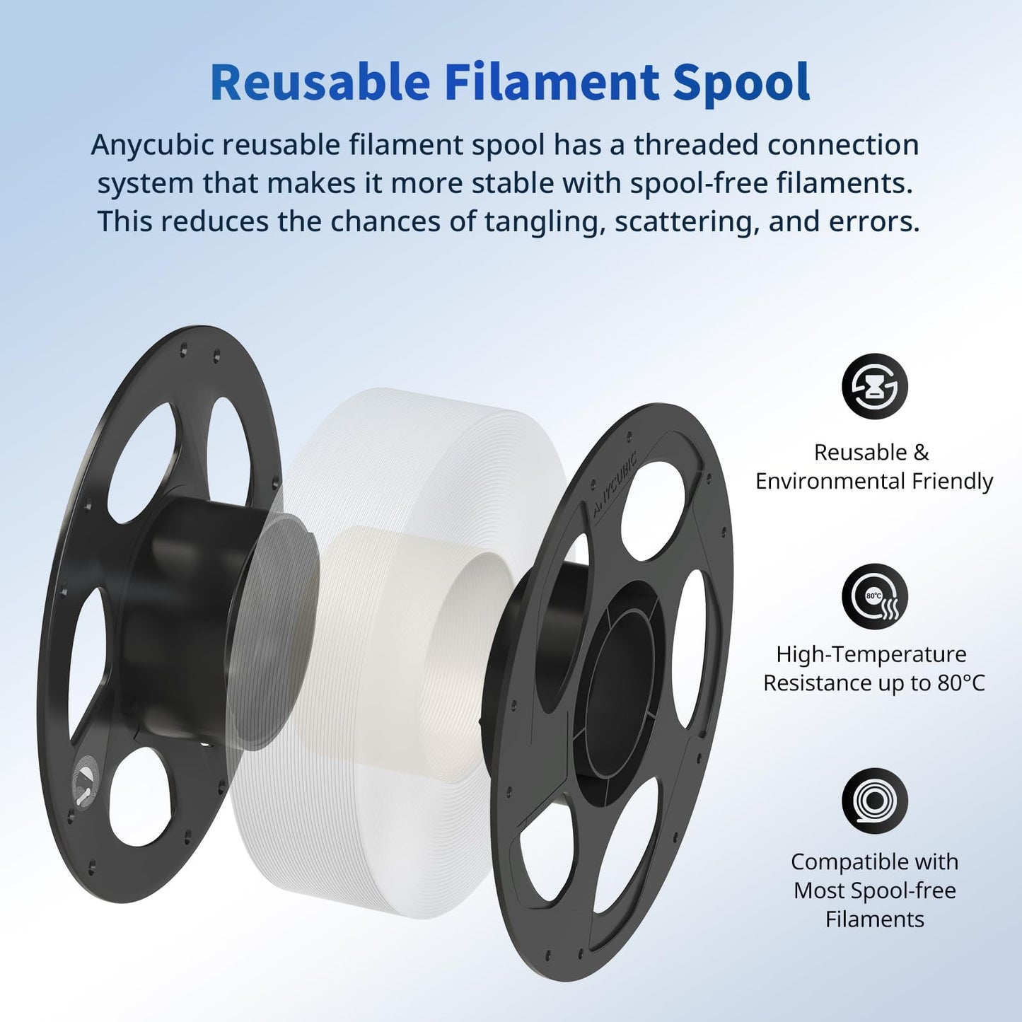 ANYCUBIC PLA Filament 1.75mm, RFID 3D Printer Filament, Dimensional Accuracy +/- 0.02mm, 1KG Spool