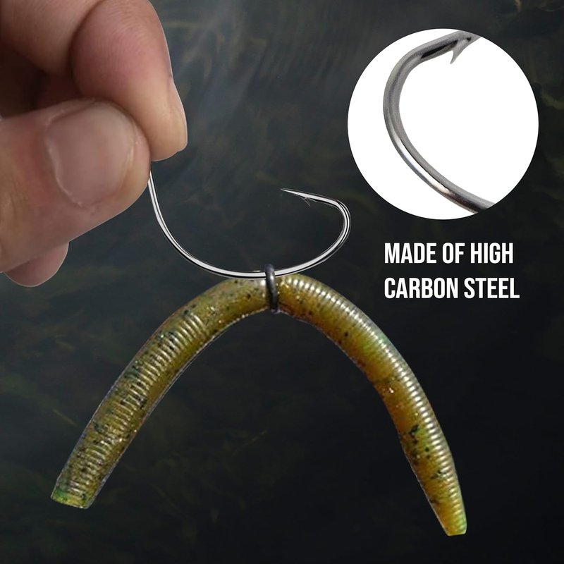 Reaction Tackle Wacky Hooks - Ultra Sharp Weedless Fishing Hooks | 25 Pack Wide Gap Neko Wacky Rig for Bass
