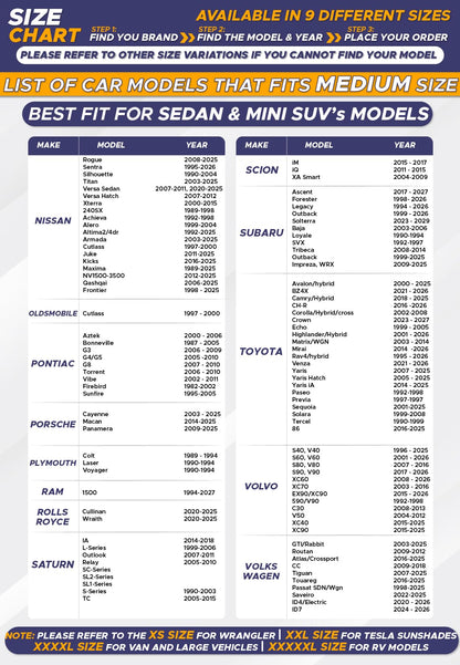 EcoNour Patented Design for Car Windshield Sun Shade | Blocks 99% Heat and Keep Interior Cool | Fits Cars, SUV, Truck | Automotive Sun Screen,Visor and Summer Vehicle Accessories | Medium (64x32)