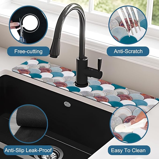Wall Tiles Texture Sink Faucet Absorbing Mat Ceramic Decor Super Absorbent Fast
