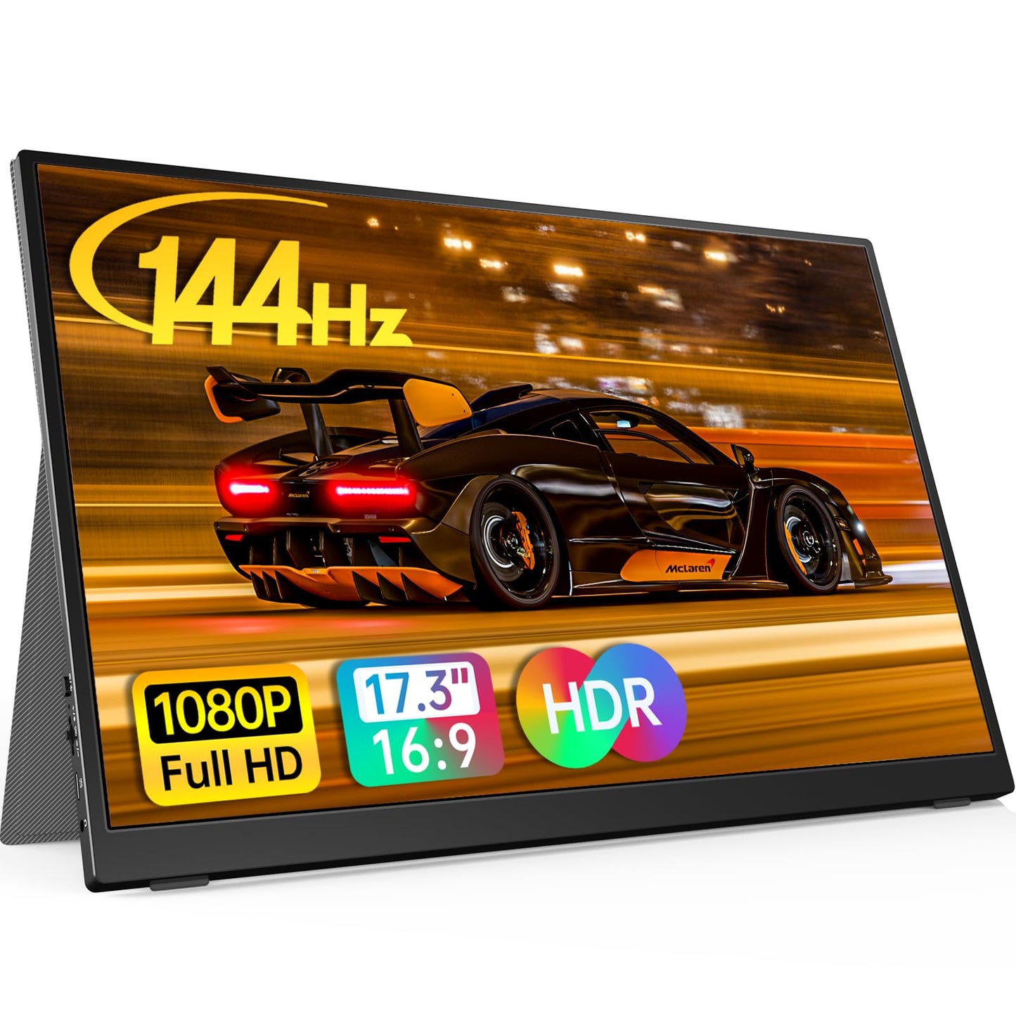 Portable Monitor 15.6 Inch 1080P USB-C HDMI Ultra-Slim Travel Monitor with Kickstand, for Laptop, PC, Mac Phone, PS, Xbox, Swich IPS Ultra-Thin Zero Frame Gaming