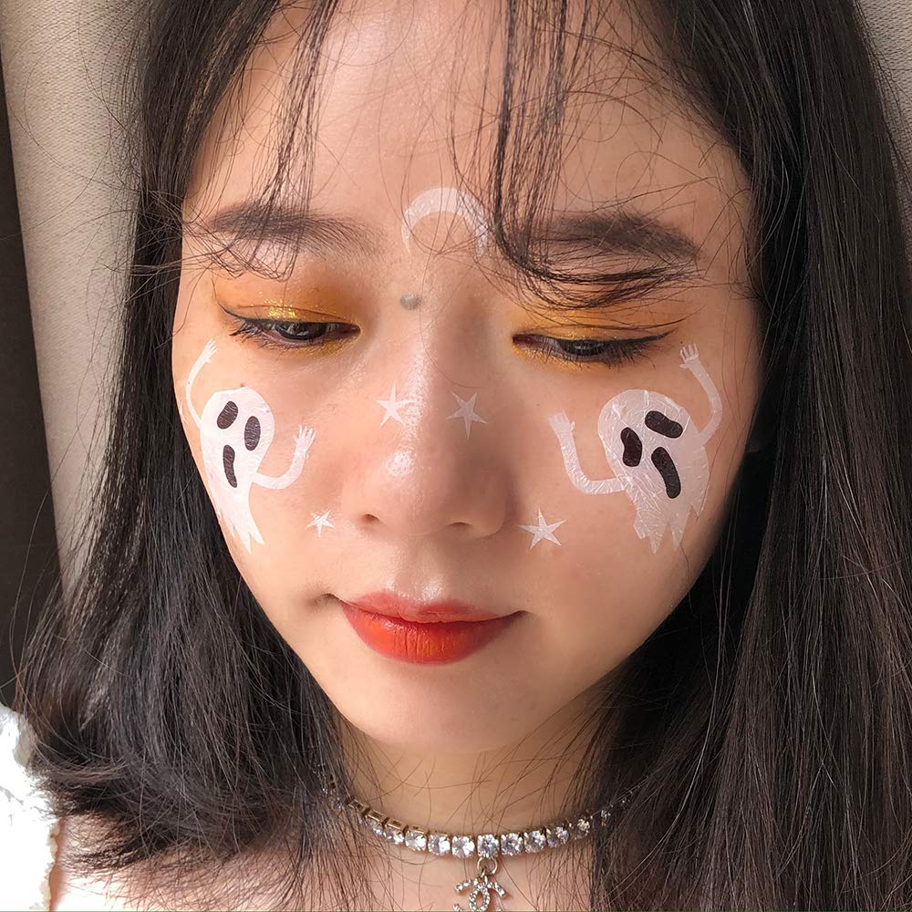 Halloween tattoo stickers cute cartoon pumpkin spider white ghost skull black 27pcs (9 models, 3 for each)