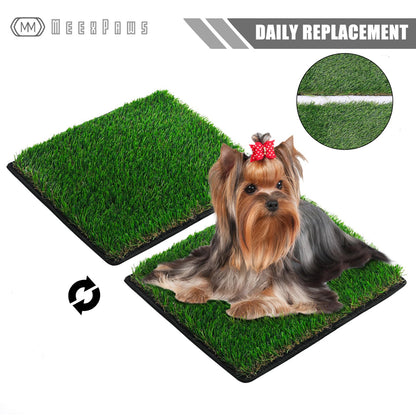 MEEXPAWS Artificial Grass For Dog Litter Tray | Extra Small 44×34cm | 2×Fake Grass For Dogs Replacement| Rapid Drainage | 2 Training Pads | Indoor Dog Potty Litter Box