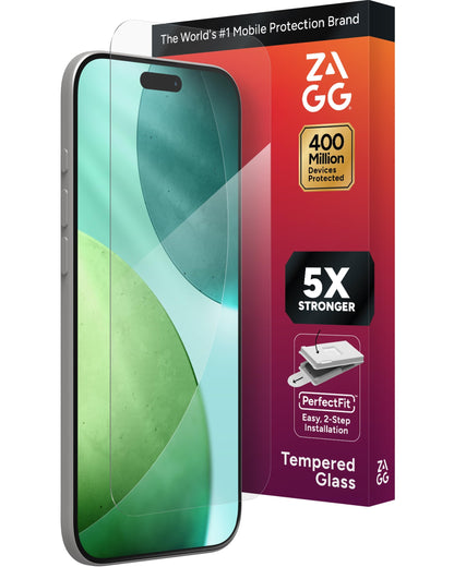 ZAGG Glass Elite Screen Protector for iPhone 16 Pro - 5X Stronger, Reinforced Edges, Ultra-Strong Tempered Glass, Scratch Resistant, Anti-Smudge, Easy Installation, InvisibleShield, Eco-Friendly