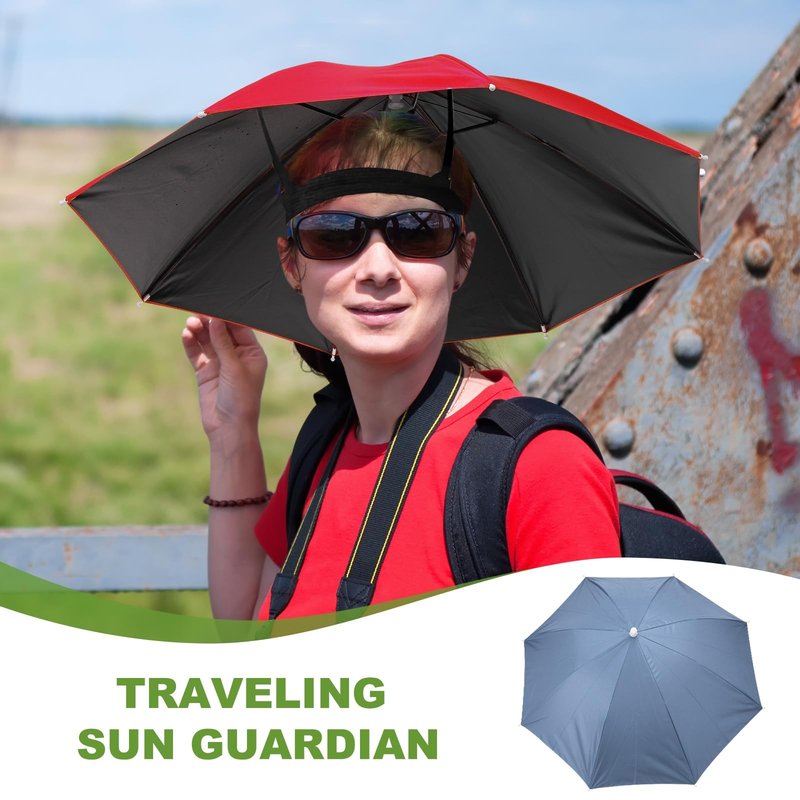 YELARXI Umbrella Hat, Fishing Hat Hands Free Waterproof Adjustable Sun Rain Cap Hat with Elastic Band Fit for Women Men Fishing Camping Gardening Beach Sunshade Outdoor(Mist Blue)