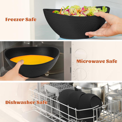 Homienly 9.6 inch Serving Bowls, Large Serving Dishes for Wedding Parties, 60 Oz for Salad, Side Dishes, Pasta, Oval Shape, Microwave & Dishwasher Safe, Set of 4, Black