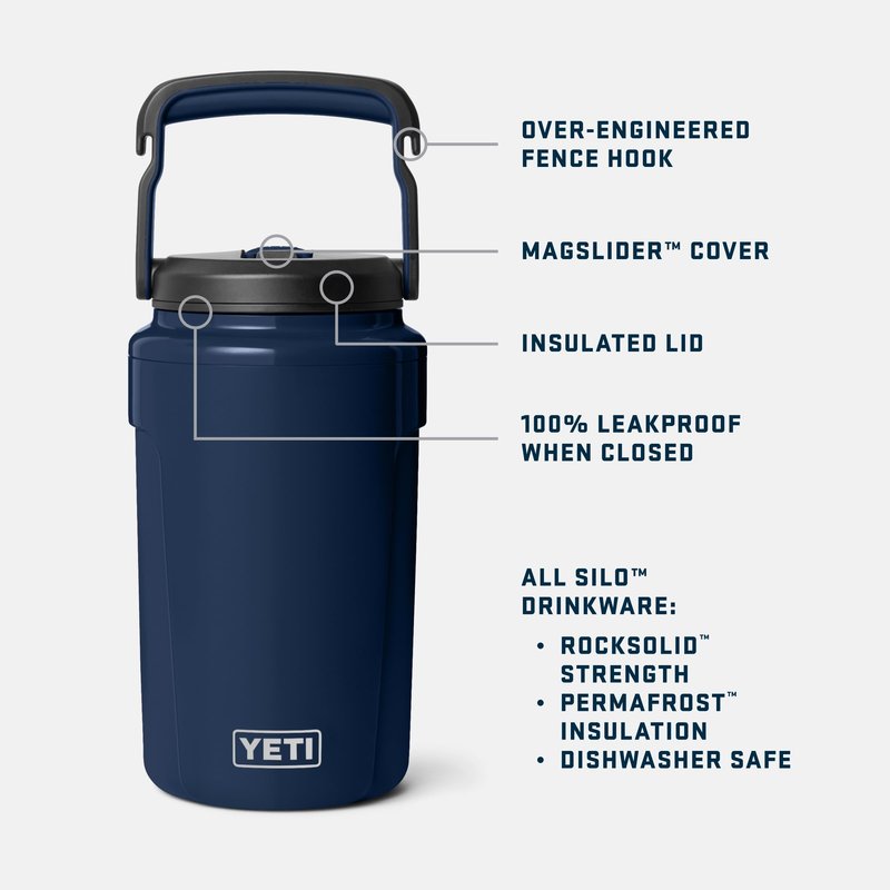 YETI Silo Half Gallon Insulated Straw Cap Water Jug – Leakproof, Lightweight Sports Bottle with Fence Hook Handle – Keeps Drinks Ice-Cold – Ideal for Gym, Sports & Tournaments, Black