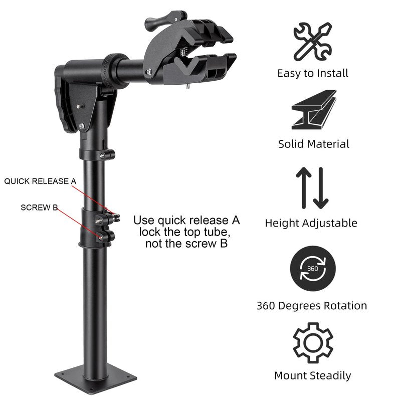 CHEPARK Bike Repair Stand (Max 88lbs) - Bench Mount Bike Workstand - E Bike Repair Stand Shop Home Mechanics for Mountain Bike and Road Bike (Black-Bench)