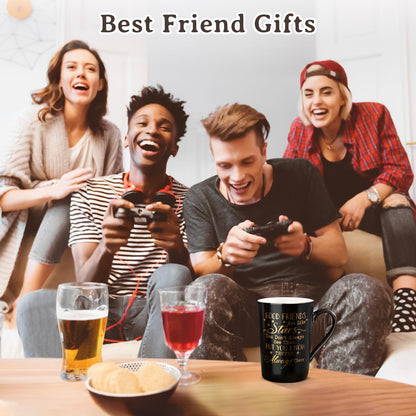 Best Friend Birthday Gifts for Women, Friendship Gifts for Women, Unique Birthday Valentines Day Gift Ideas for Her, Friends Female, Besties, BFF Ceramic Marble Coffee Mug Gift Box Printed Gold 14 oz