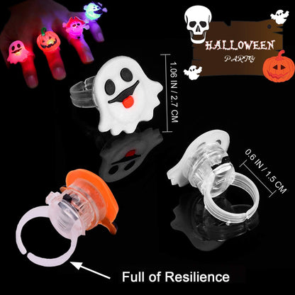 54PC Halloween Light Up Ring Halloween Party Favors LED Glow Ring for Kids Non Candy Gift (12 Styles Flashing Rings)