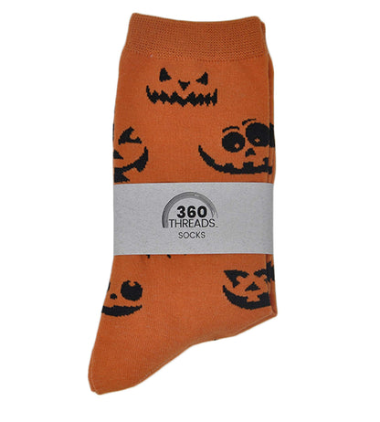 360 Threads Womens Novelty Socks 2 Pair Set Halloween (Jack-o-Lanterns & Ghosts)