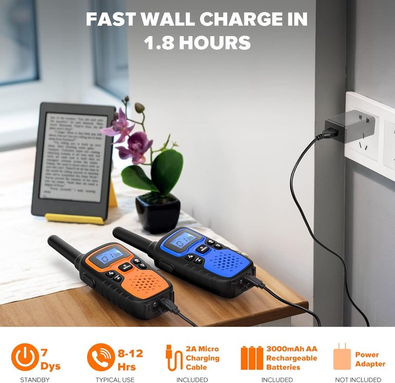 Walkie Talkies Long Range - Rechargeable 6 Pack for Adults | Ideal for Camping, Hunting & Emergency Use