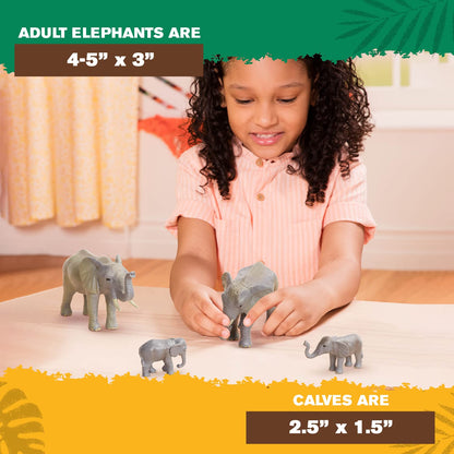 Terra By Battat – 4 Pieces African Elephant Toys Family Set – Realistic Plastic Safari Animals Figures – Animal Toys for Kids 3+ Years – Elephant Gifts & Baby Shower Decorations