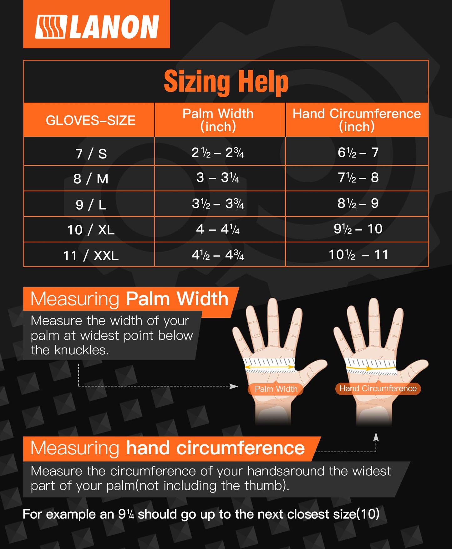 LANON 8-mil Orange Disposable Nitrile Gloves, Mechanic, Heavy Duty, Food Safe, Latex and Powder Free, Fully Diamond Textured, Large(Pack of 100)