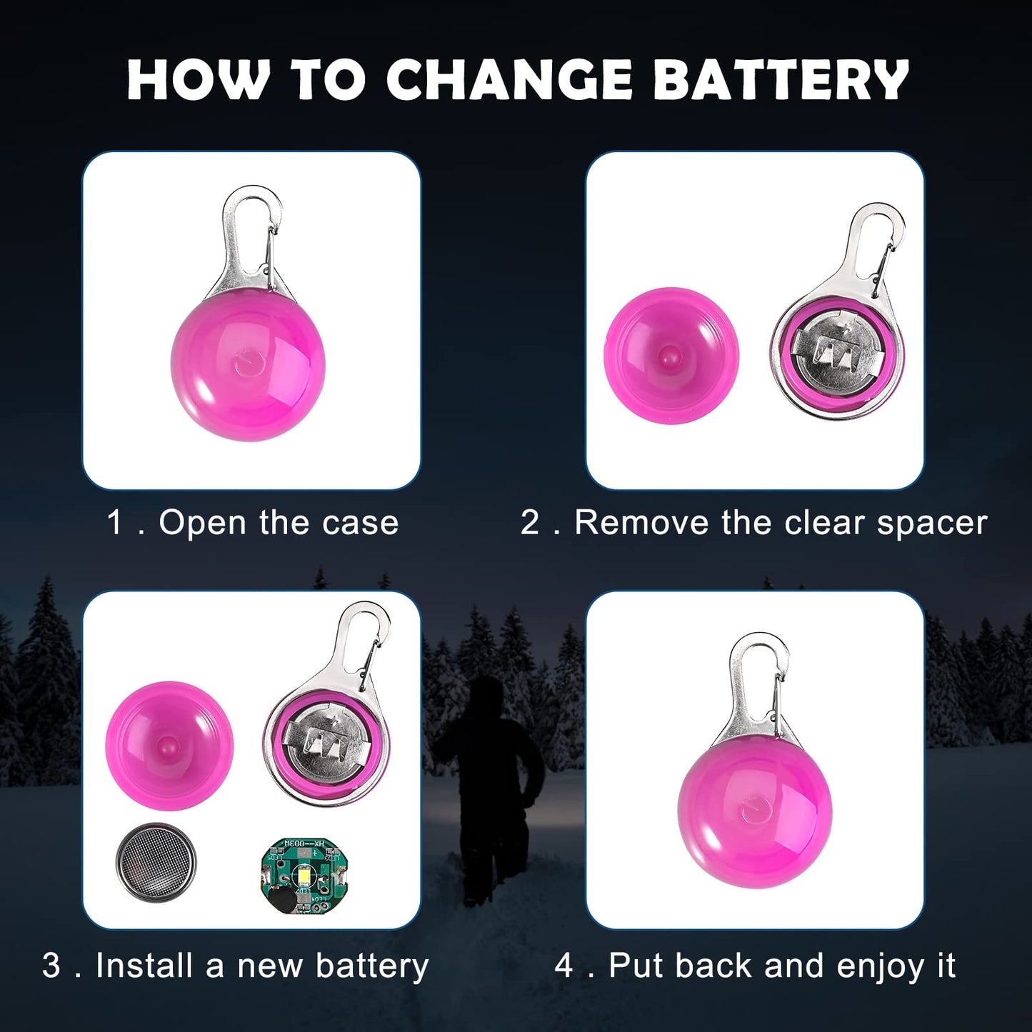 Faburo 6 PCS Clip on Dog Collar LED Lights,Dog Collar Safety Night Walking LED Lights,included 6 pcs Battery(Water Resistent)