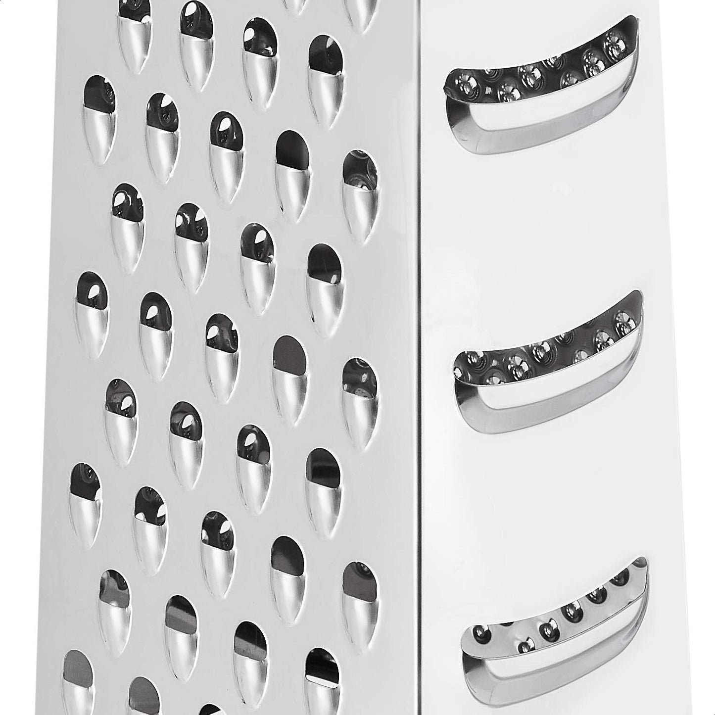 Amazon Basics Rectangular 4-Sided Box Cheese Grater, Stainless Steel, Zester, Non-Slip Base, Dishwasher-Safe, 9 inch, Black