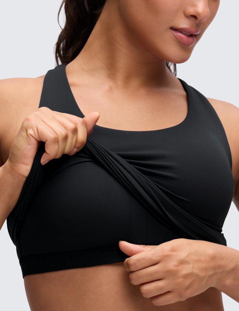 CRZ YOGA Butterluxe Workout Tank Tops for Women Built in Bras Padded - Racerback Athletic Spandex Yoga Camisole Black X-Large