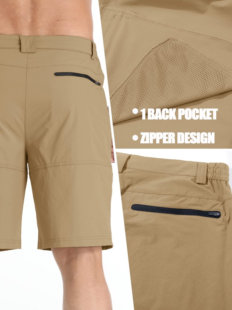 TACVASEN Mens Hiking Cargo Shorts Dress Casual Golf Shorts Lightweight Quick Dry Waterproof Breathable Travel Work Fishing Khaki 38