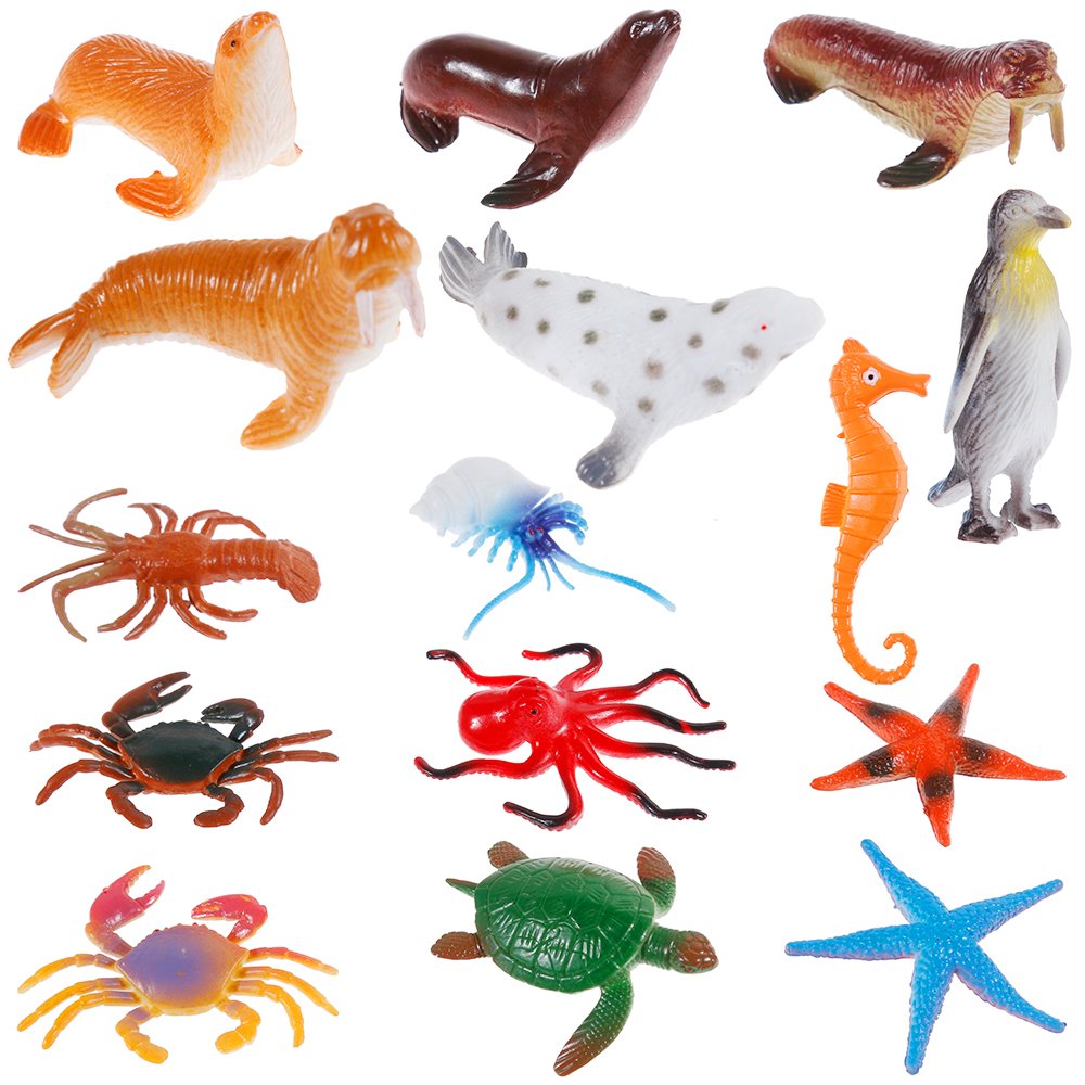 Nabance Mini Sea Animal Toys Set - 38PCS Realistic Animal Sea Life Figures - Educational & Bath Toys for Child