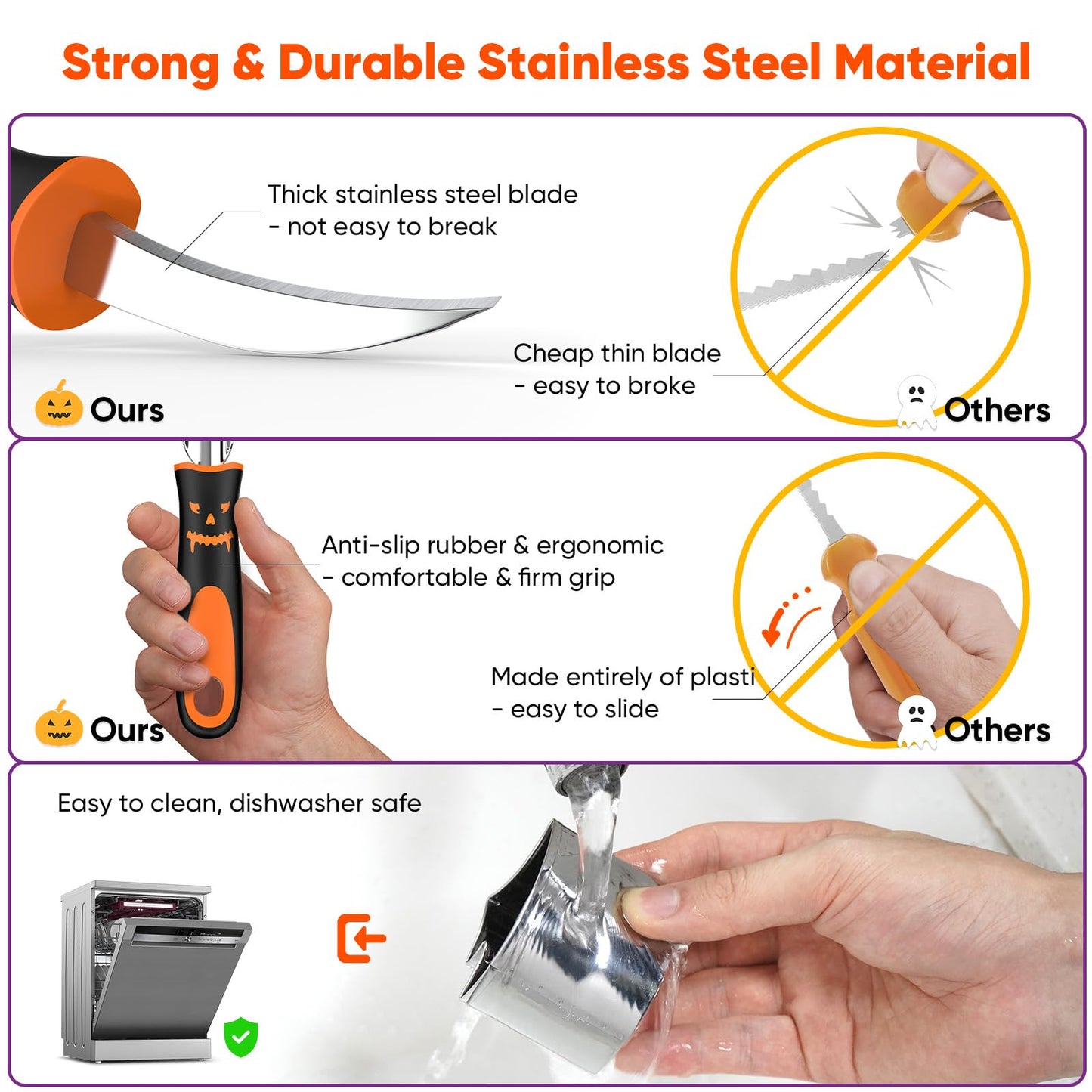 NFEVER Pumpkin Carving Kit Tools: 30PCS Pumpkin Carving Tools Set includes 22 Stainless Steel Stencils & Hammer & Spoon & Carve Knife & Candles - 2025 Halloween Gifts for Kids Safe DIY Decorating Kit