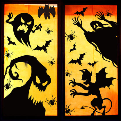 Hidreas Large Halloween Window Clings Stickers, Halloween Window Decorations Halloween Window Silhouette for Windows Glass Walls