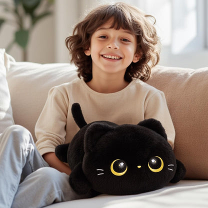 Mewaii Black Cat Plush Pillow - Cute Cat Plushie Body Pillow, Soft Kawaii Plush Toy for Cuddling, Napping & Room Decor - 13 Inch Stuffed Animal Gifts for Women, Girls, Kids