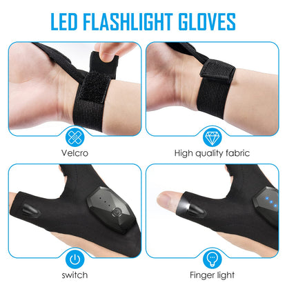LED Rechargeable Flashlight Gloves - Stocking Stuffers for Adults, Cool Gadgets and Fishing Gifts for Dads and Men Who Have Everything