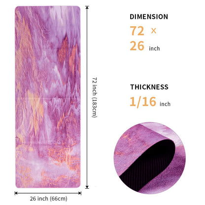 Travel Yoga Mat, Non Slip Exercise Suede Mat with Carry Bag, All-Purpose Fitness Mat with High Density Anti-Tear Surface for Women, Ideal for Pilates Workout (72'' x 24'' x 1.5mm Thick)