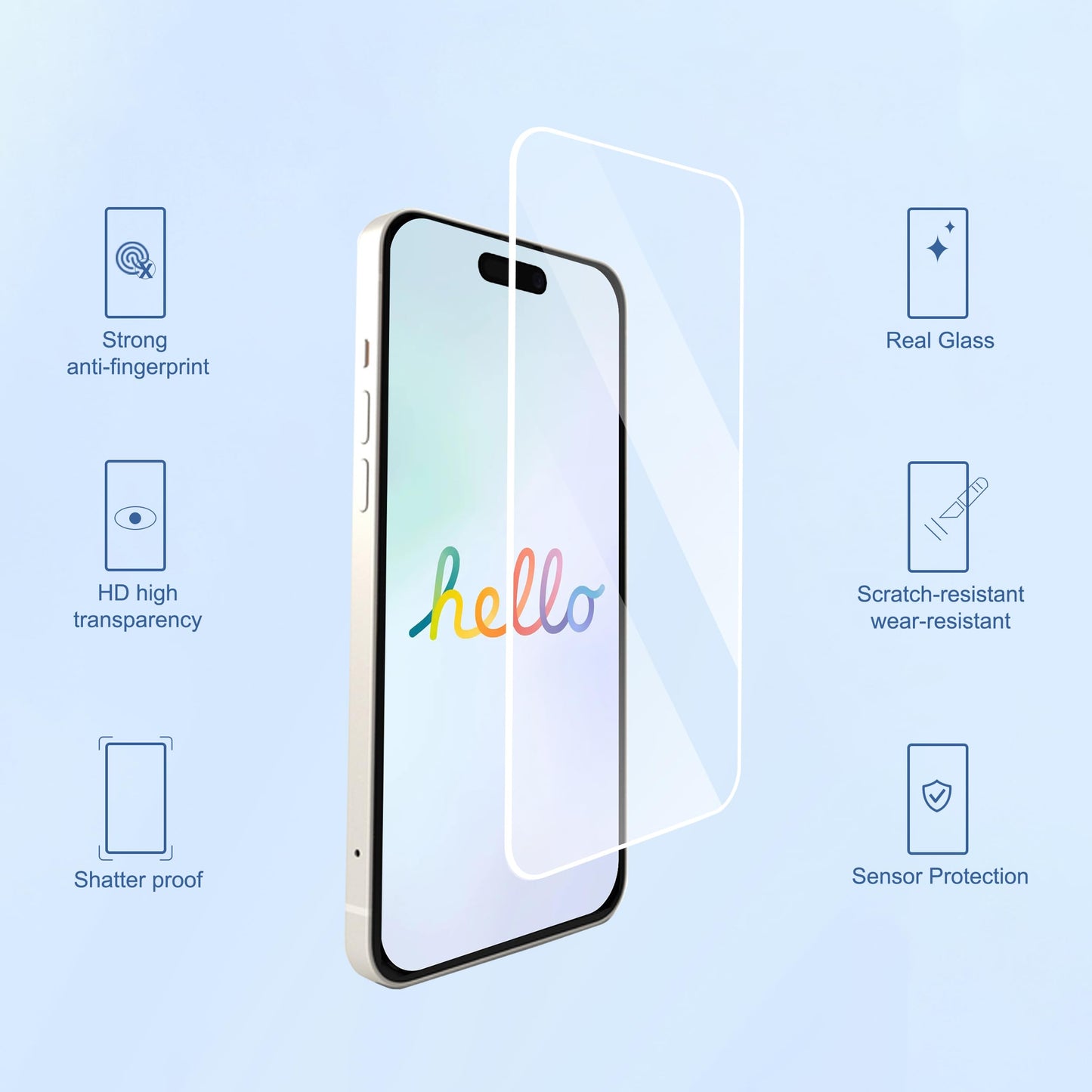 Ailun Screen Protector for iPhone 16 / iPhone 15 / iPhone 15 Pro [6.1 Inch] Display 3 Pack Tempered Glass, Dynamic Island Compatible, Case Friendly [Not for iPhone 16 Pro 6.3 Inch].