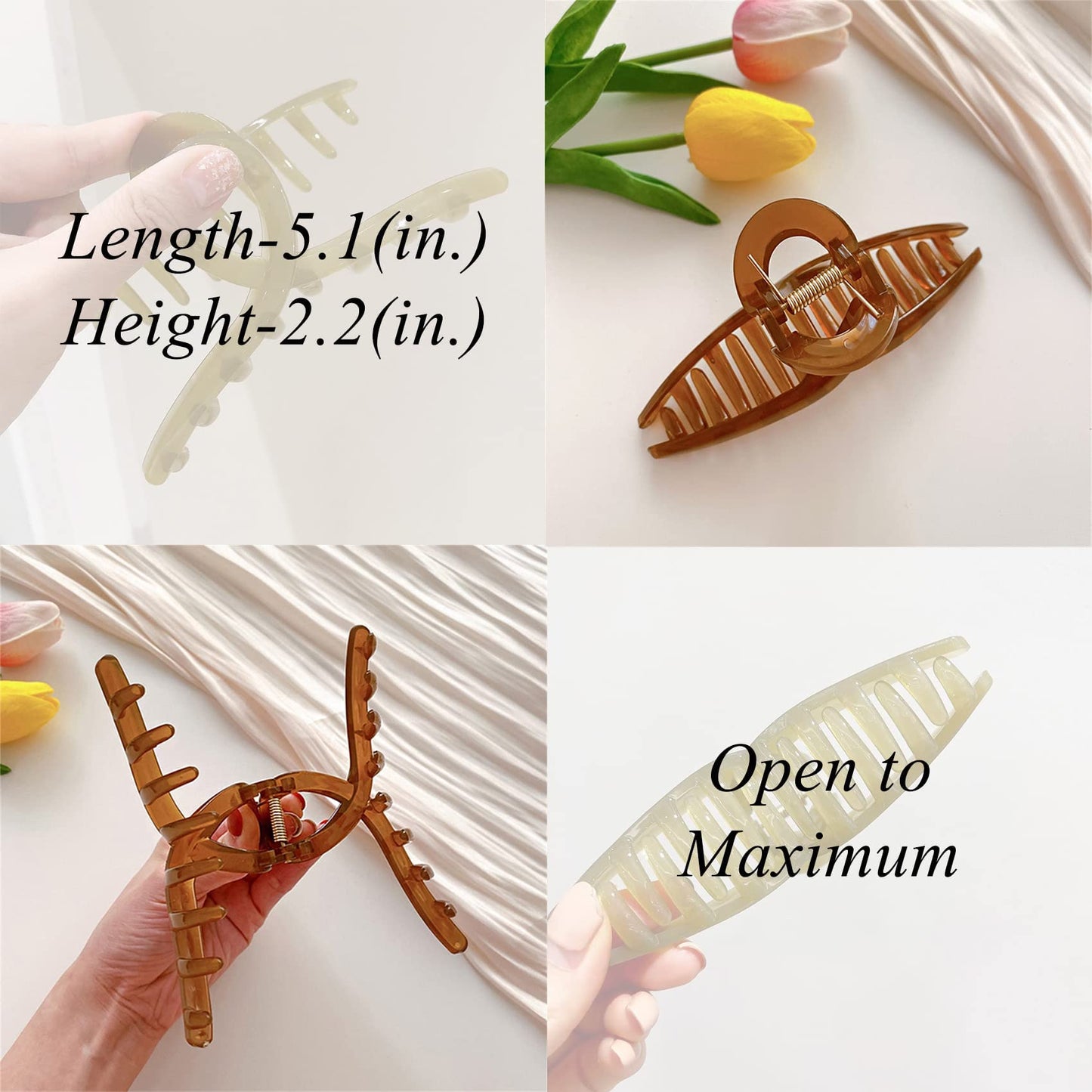 Big Hair Claw Clips Large Jelly Hair Clip for Women Large Butterfly Clip Claw Larger Size Hair Clip for Long Thick Hair 4 Pcs Christmas Gifts